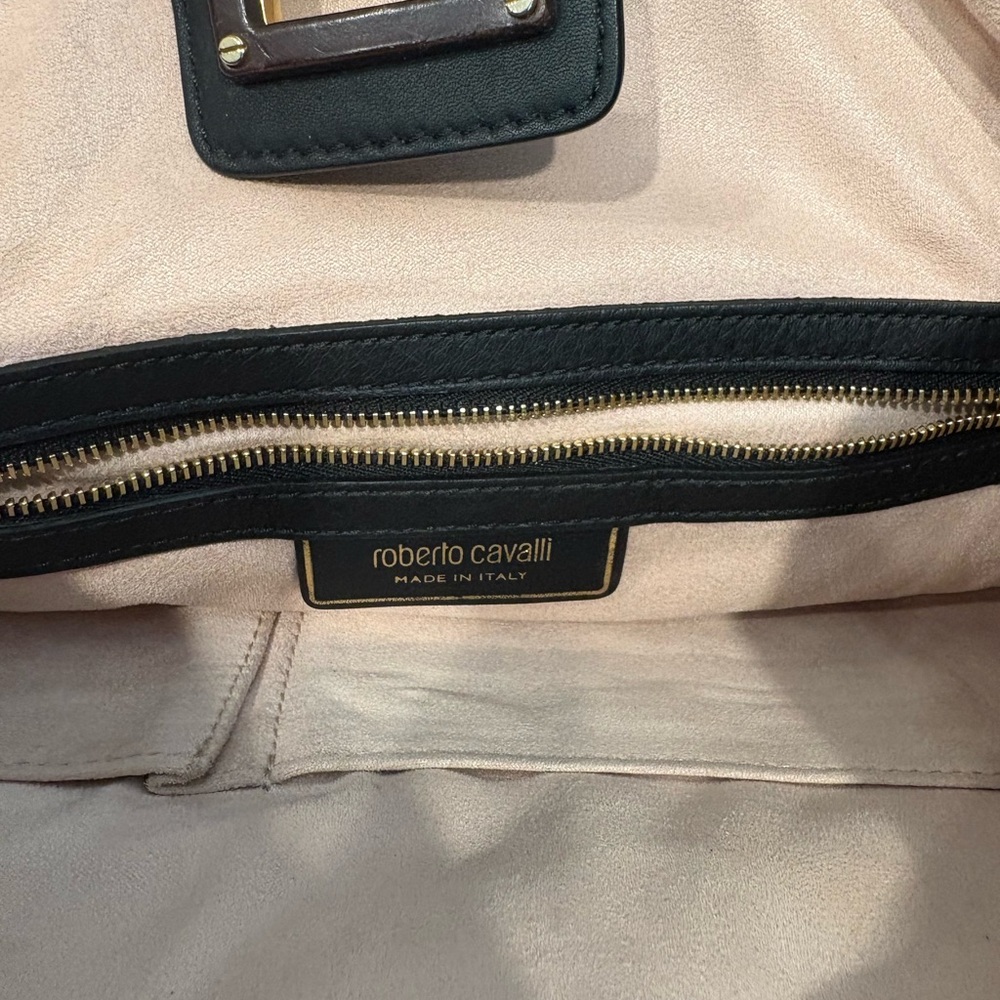 Roberto Cavalli Black Hobo Bag with Metallic Detail - Picture 4 of 5